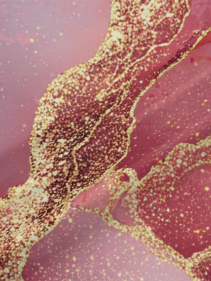 Pink & Gold Glitter Marble V-Neck Bodycon Midi Dress