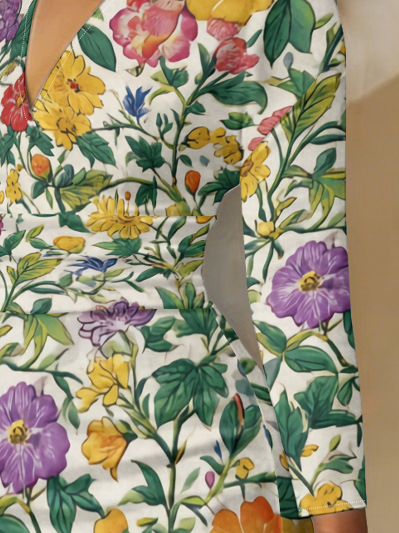 Vintage Botanical Floral V-Neck Bodycon Midi Dress XFK5127