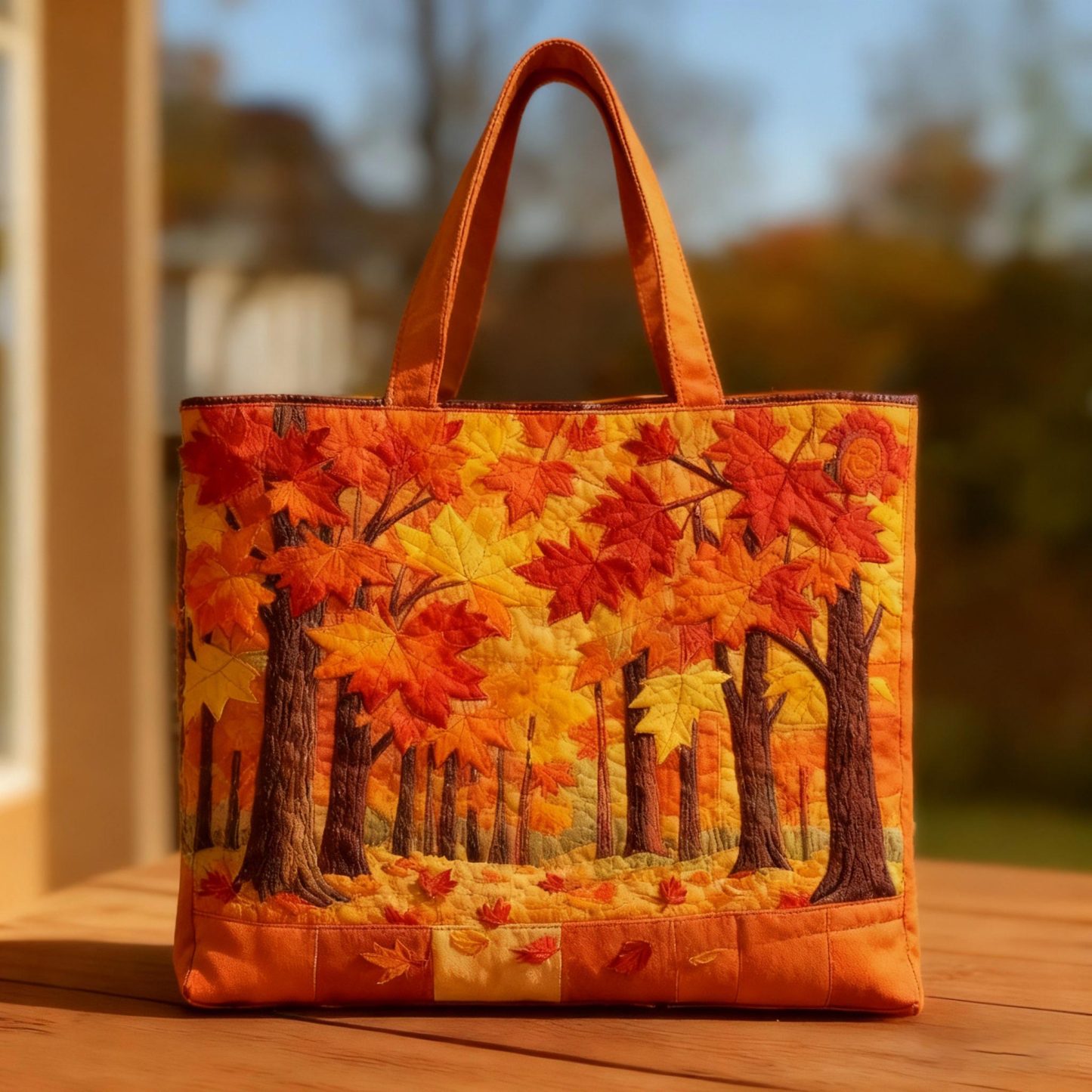 Maple leaf quilted tote bag