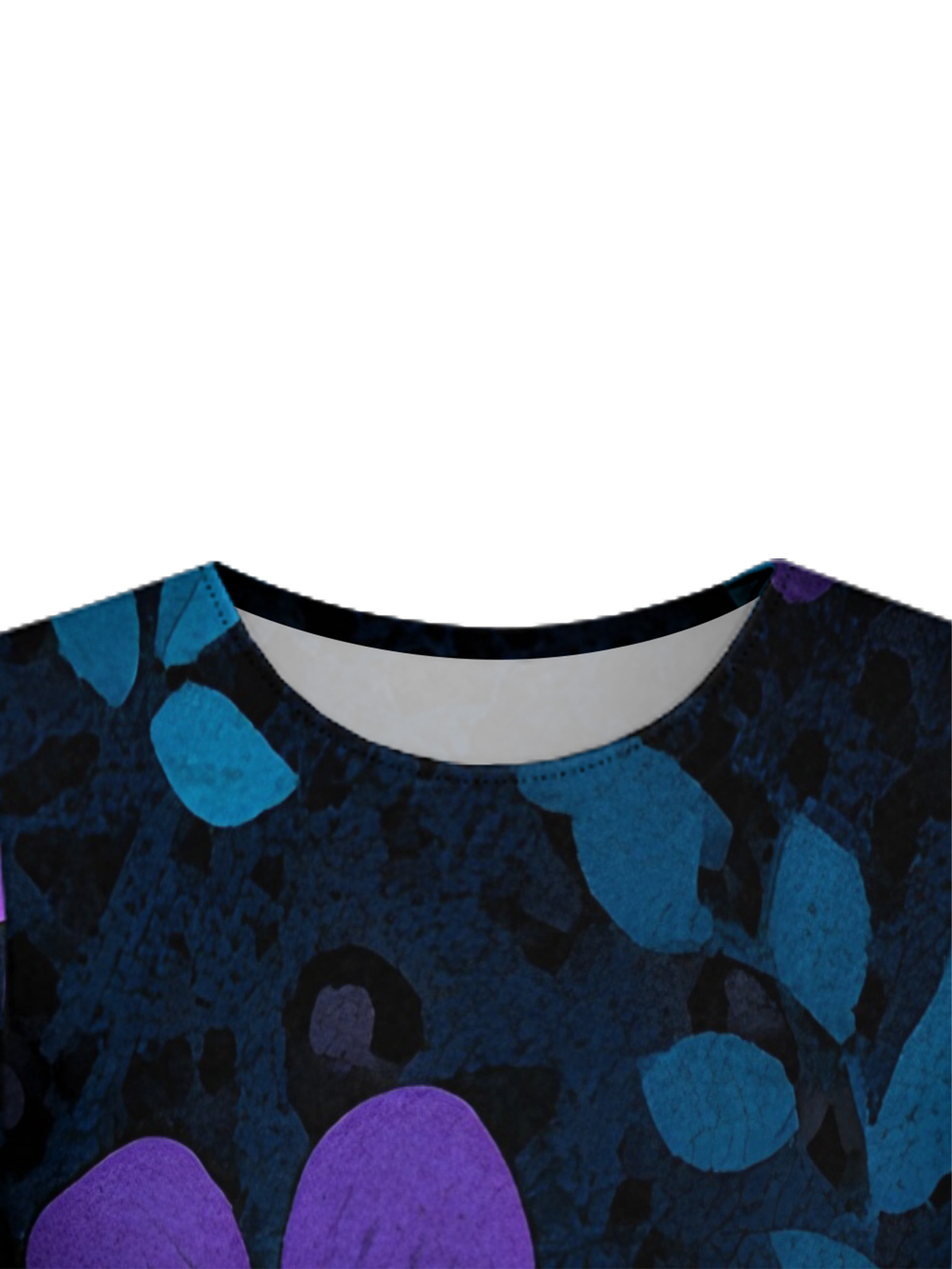 Black Leopard & Purple Floral Bell Flare Sleeve Bodycon Midi Dress