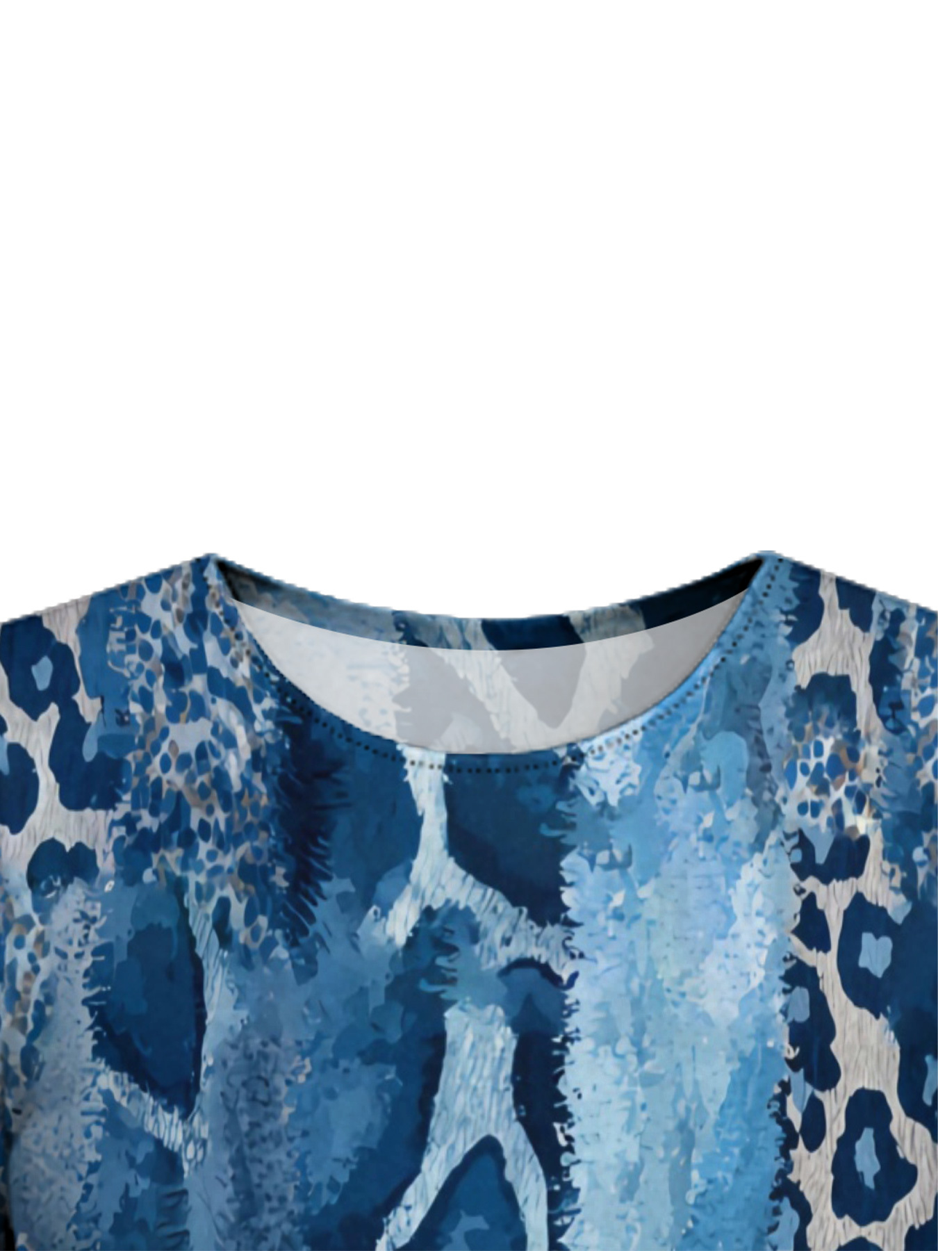 Blue Watercolor Animal Flare Sleeve Bodycon Midi Dress