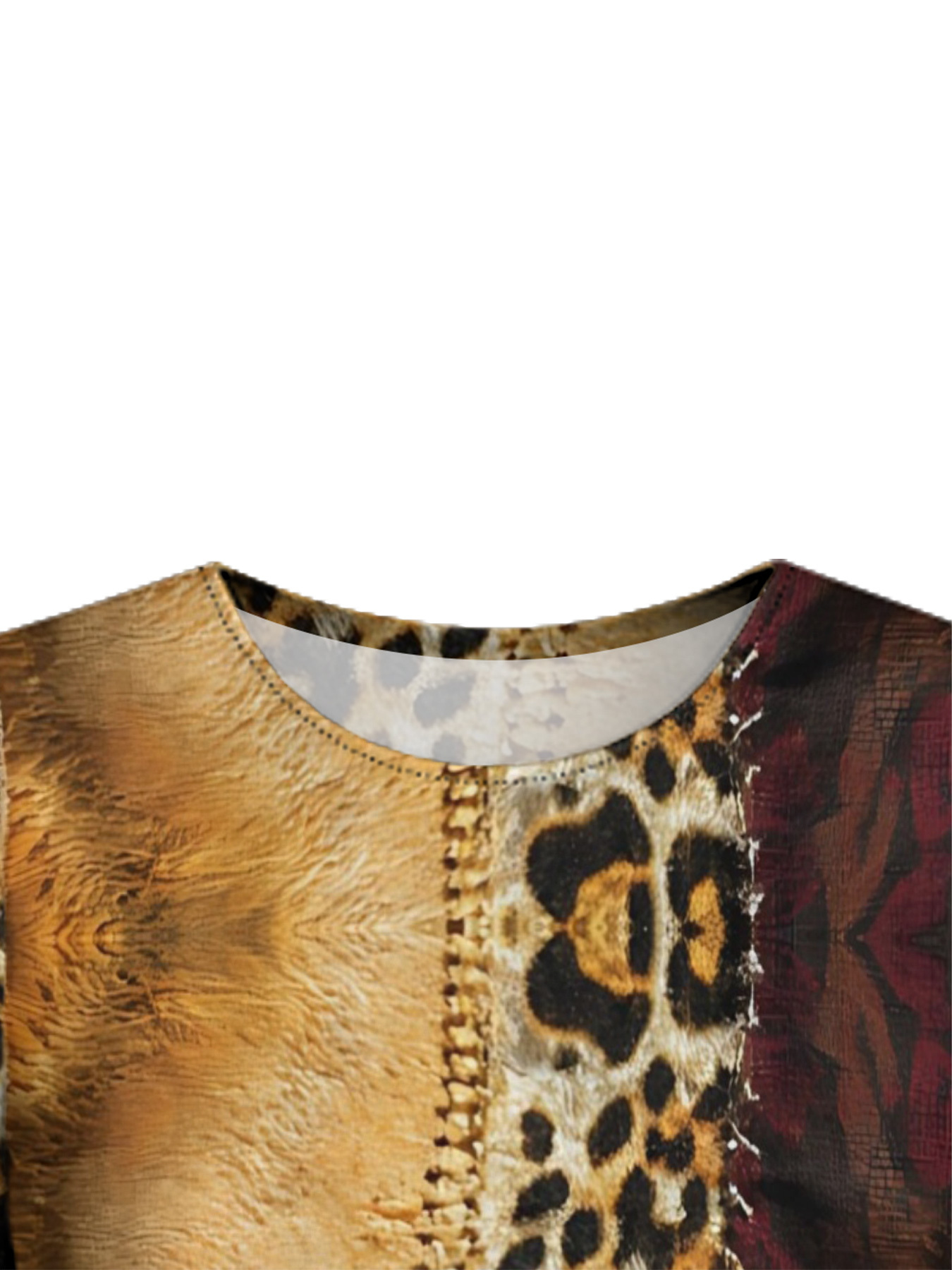 Patchwork Leopard Print Bell Flare Sleeve Bodycon Midi Dress
