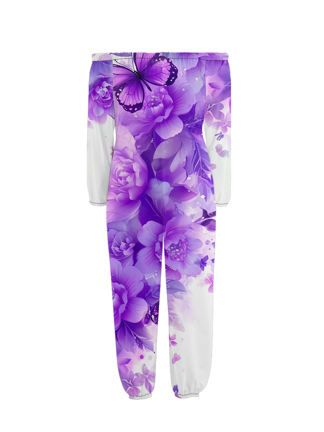 Purple Ombre Floral Off-Shoulder Jumpsuit