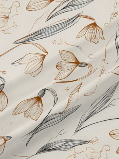 Elegant Line Art Tulip V-Neck Bodycon Midi Dress