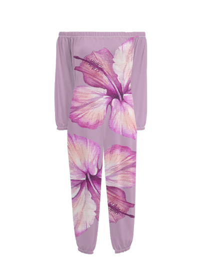 Lavender Hibiscus Off-Shoulder Jumpsuit