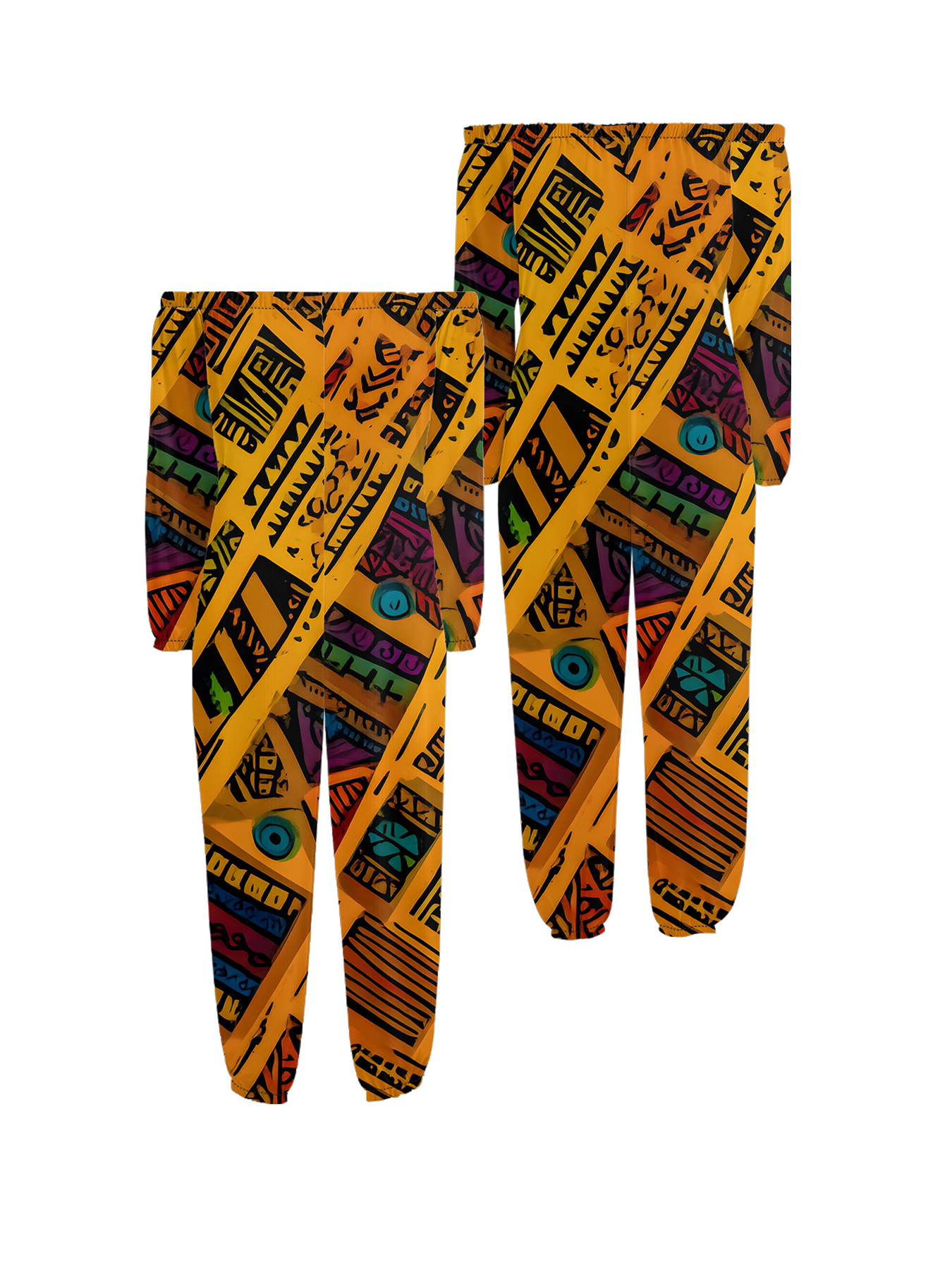 Vibrant African Tribal Print Off-Shoulder Jumpsuit