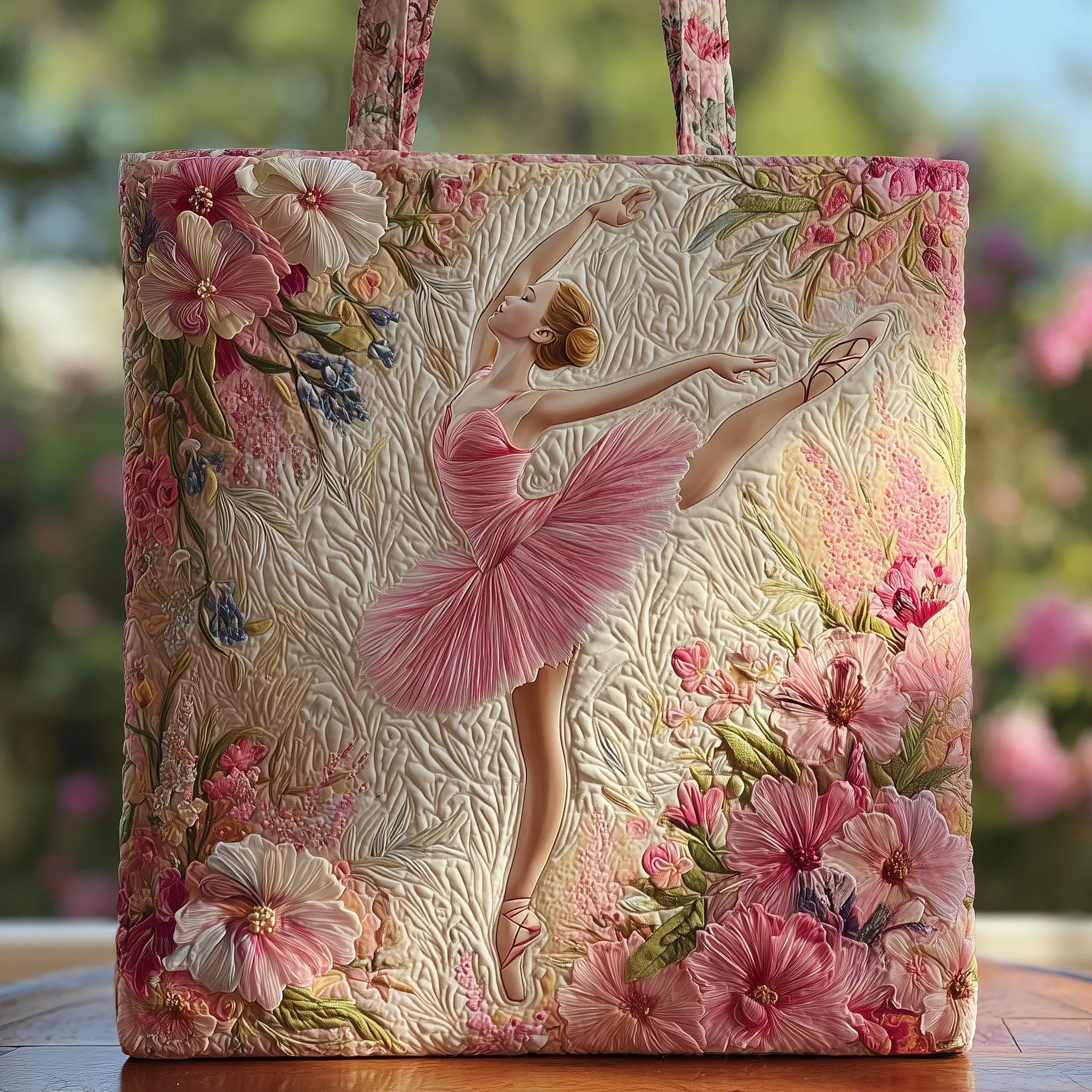 Elegant Ballerina Quilted Tote Bag