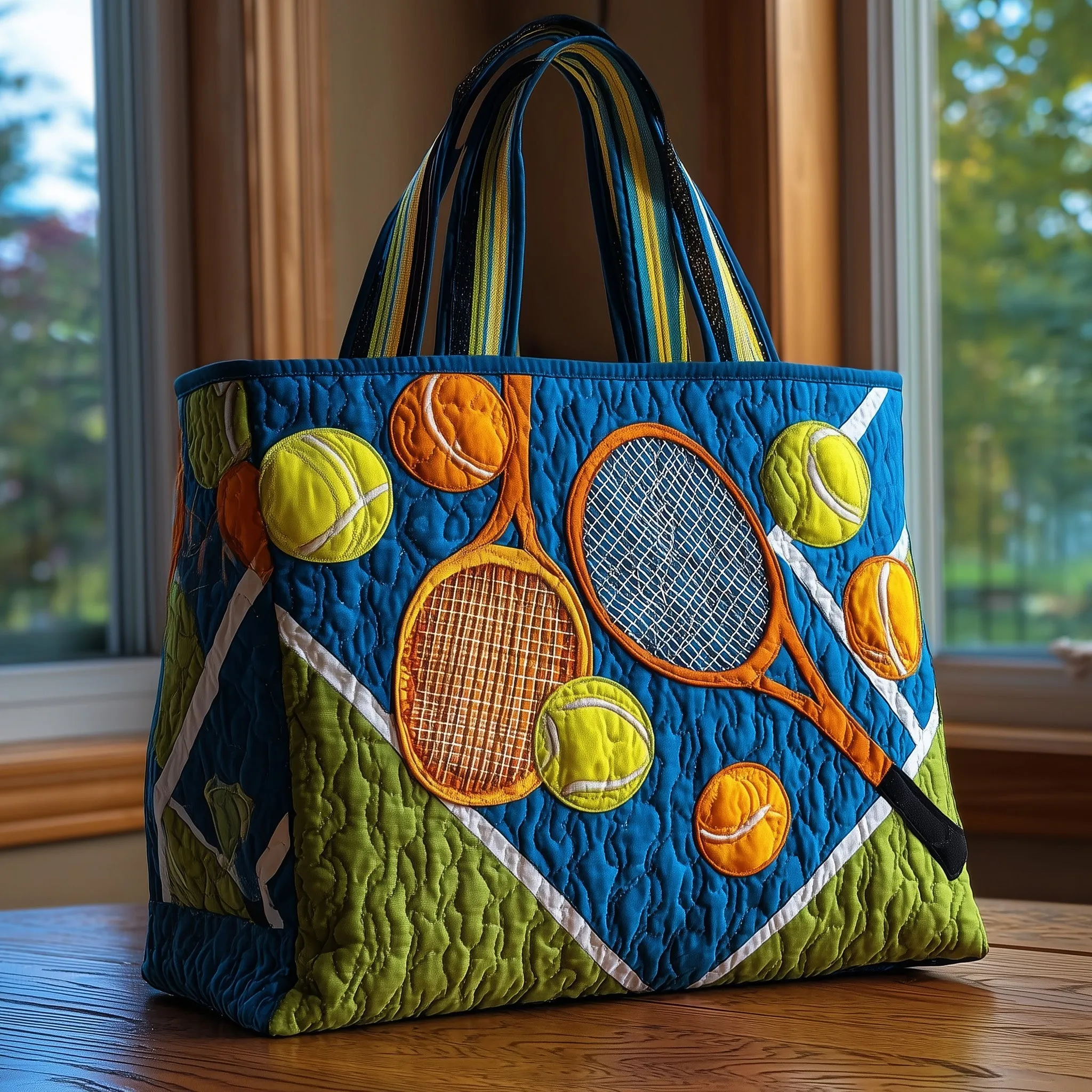 Tennis Time Quilted Tote Bag