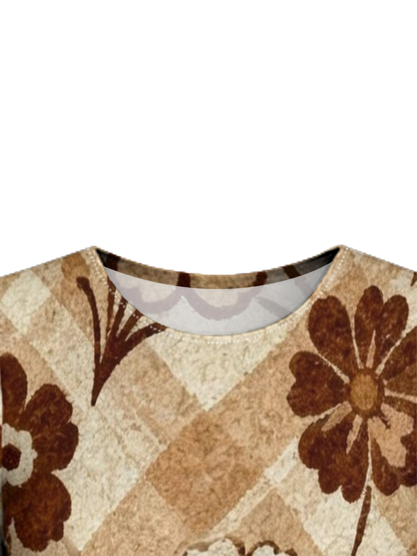 Tan Floral Stripe Flare Sleeve Bodycon Midi Dress NML963