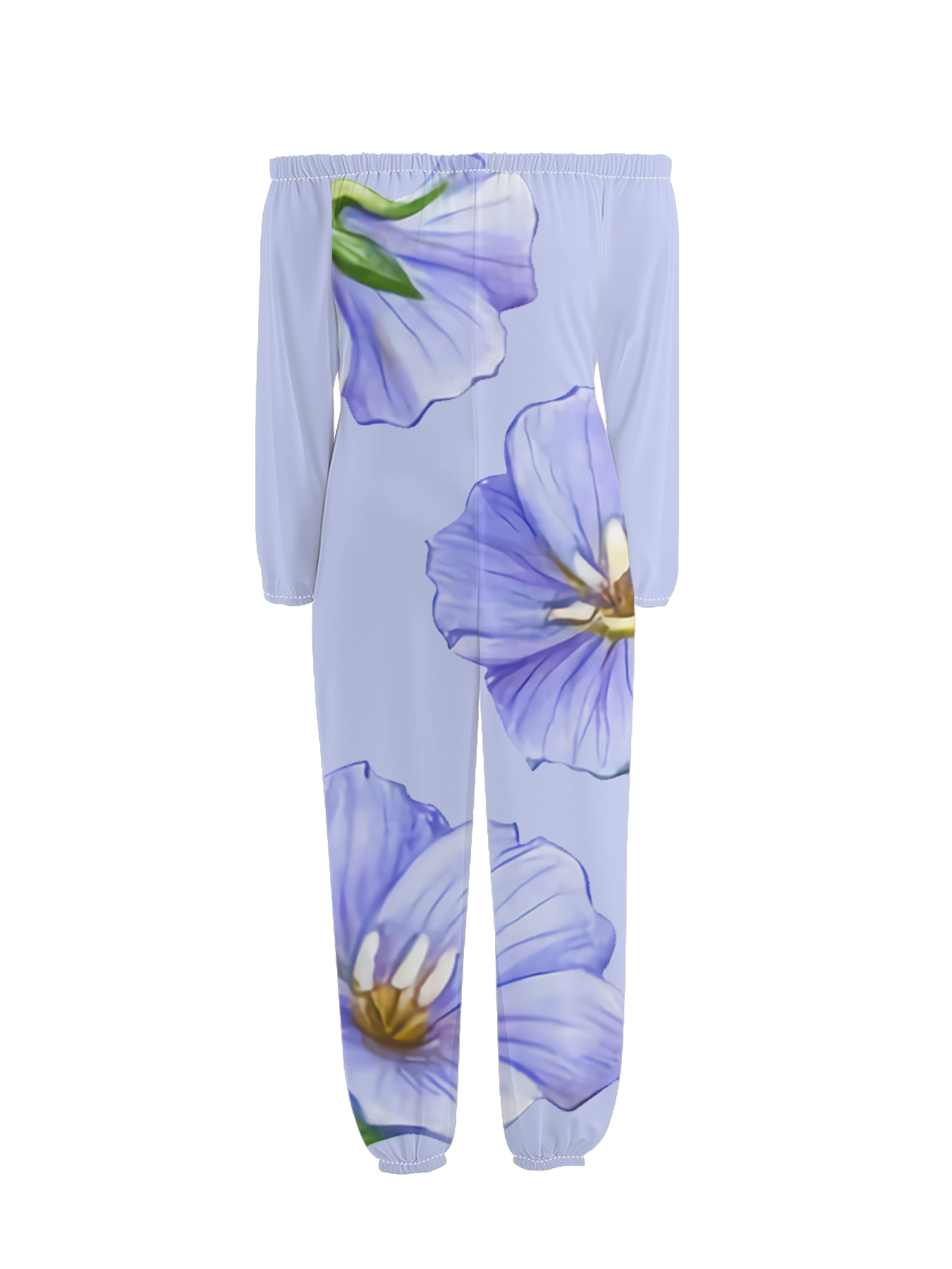 Soft Blue Floral Off-Shoulder Jumpsuit