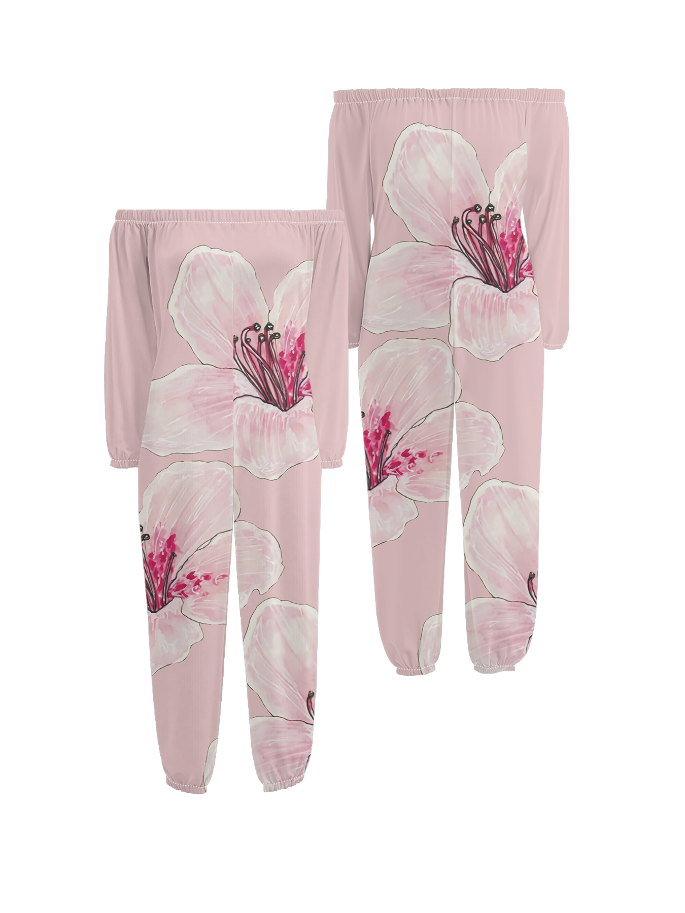 Blush Pink Floral Off-Shoulder Jumpsuit