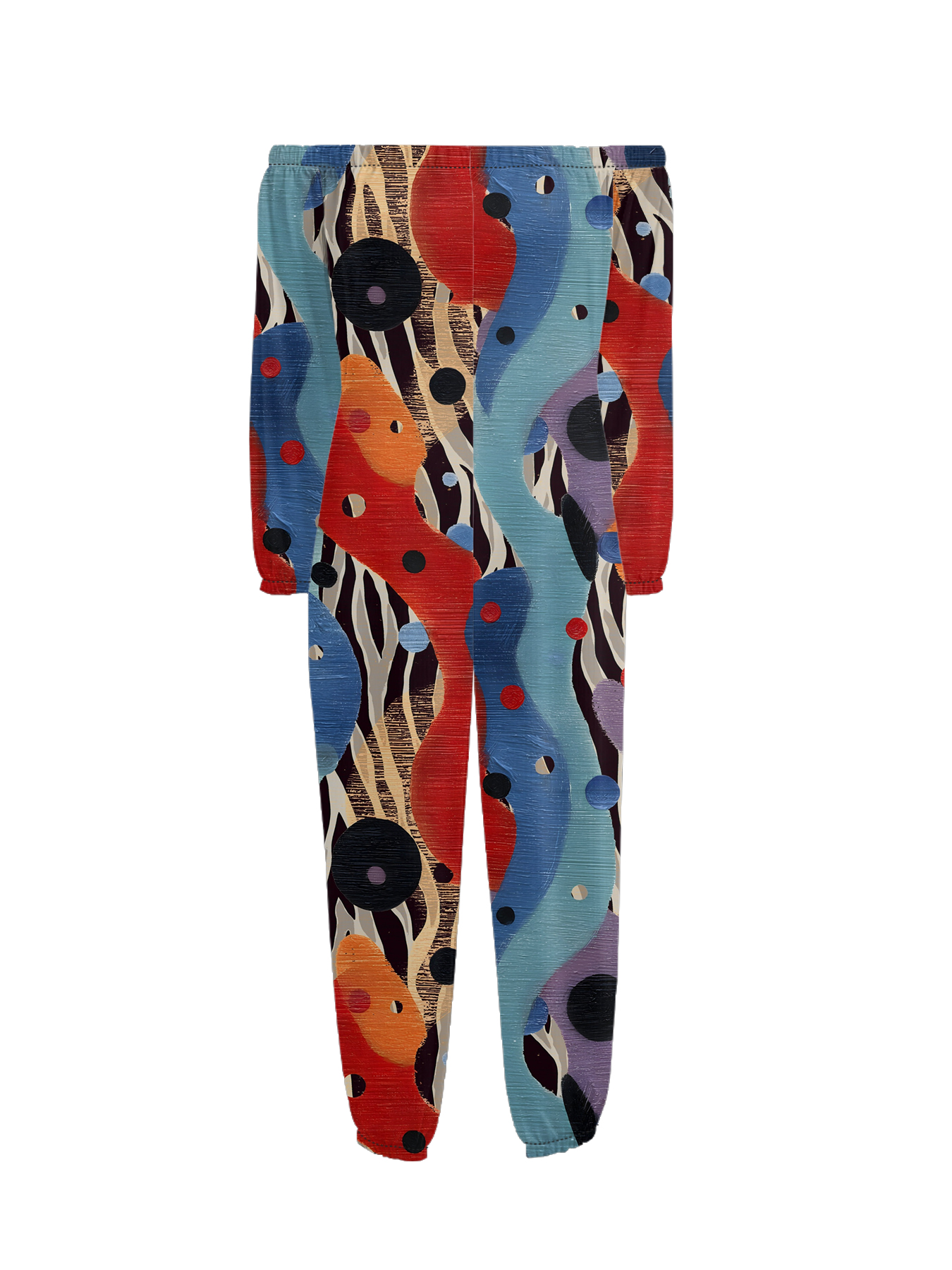 Colorful Abstract Dot & Stripe Off-Shoulder Jumpsuit