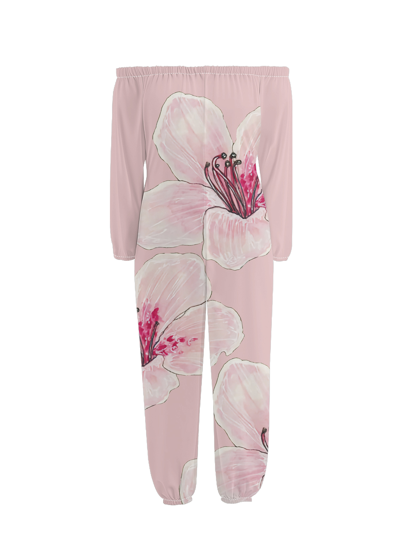 Blush Pink Floral Off-Shoulder Jumpsuit