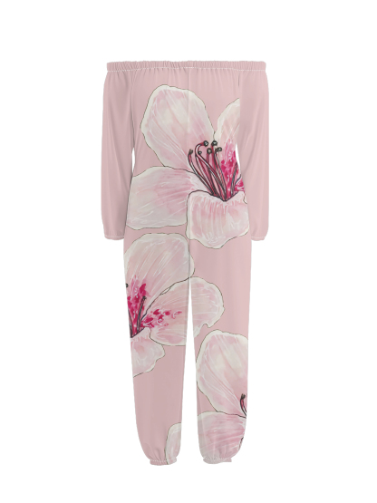 Blush Pink Floral Off-Shoulder Jumpsuit