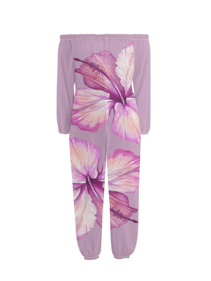 Lavender Hibiscus Off-Shoulder Jumpsuit
