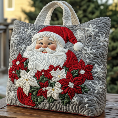 Festive Santa Quilted Tote Bag  Christmas bag