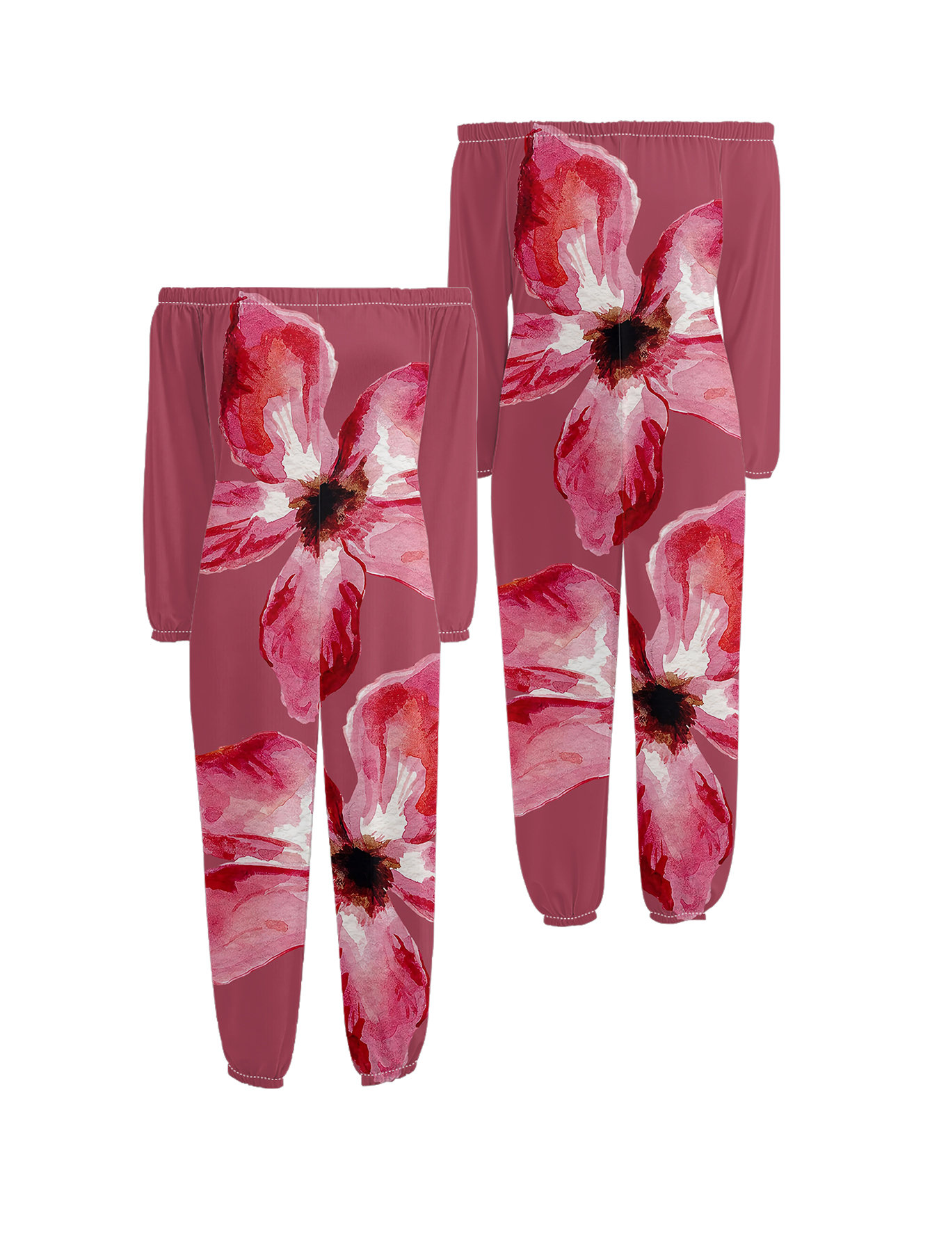 Bold Red Floral Off-Shoulder Jumpsuit