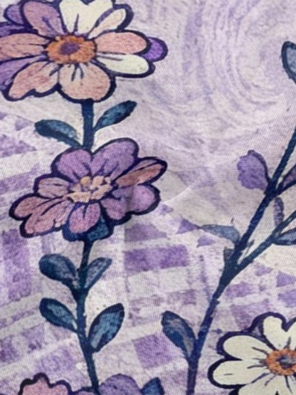 Lavender Swirl Floral Flare Sleeve Bodycon Midi Dress XWU620