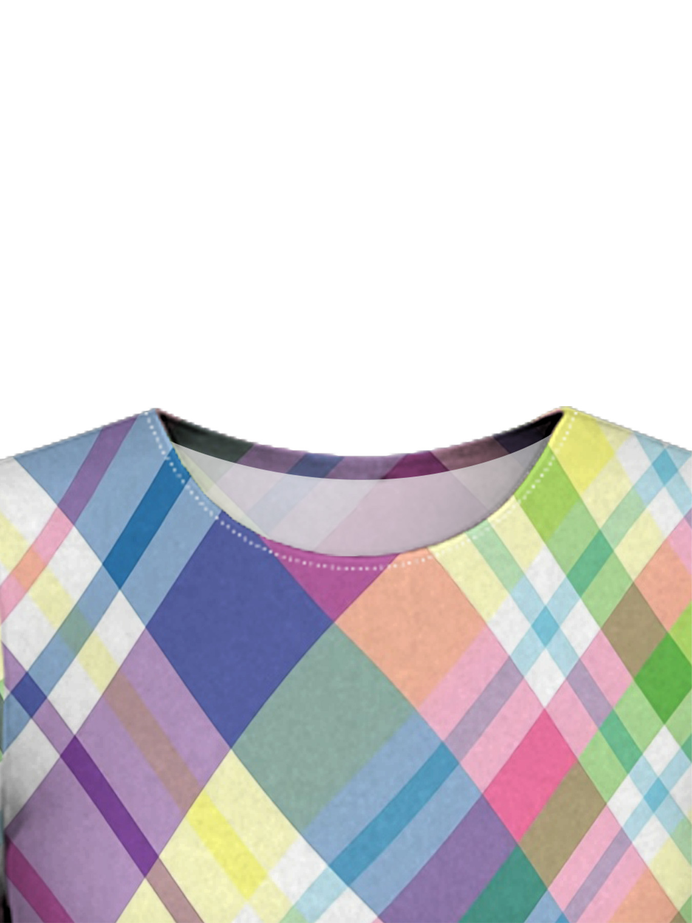 Pastel Rainbow Plaid Bell Flare Sleeve Bodycon Midi Dress