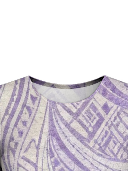 Purple Geometric Floral Flare Sleeve Bodycon Midi Dress HGF630