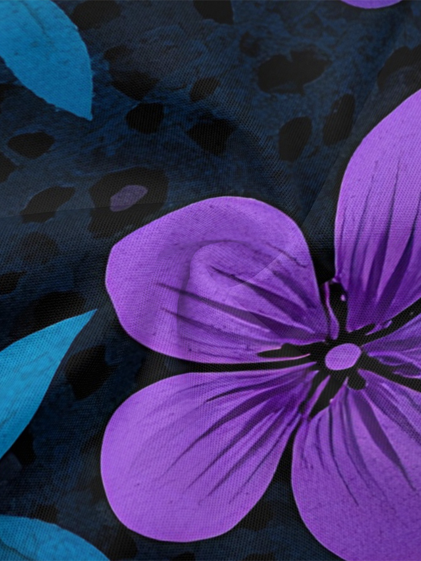 Black Leopard & Purple Floral Bell Flare Sleeve Bodycon Midi Dress