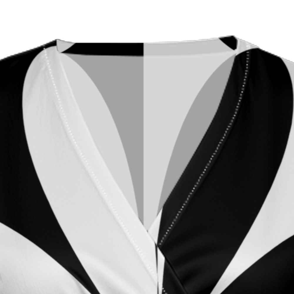 Black & White Floral Cap Sleeve V-Neck Midi Dress