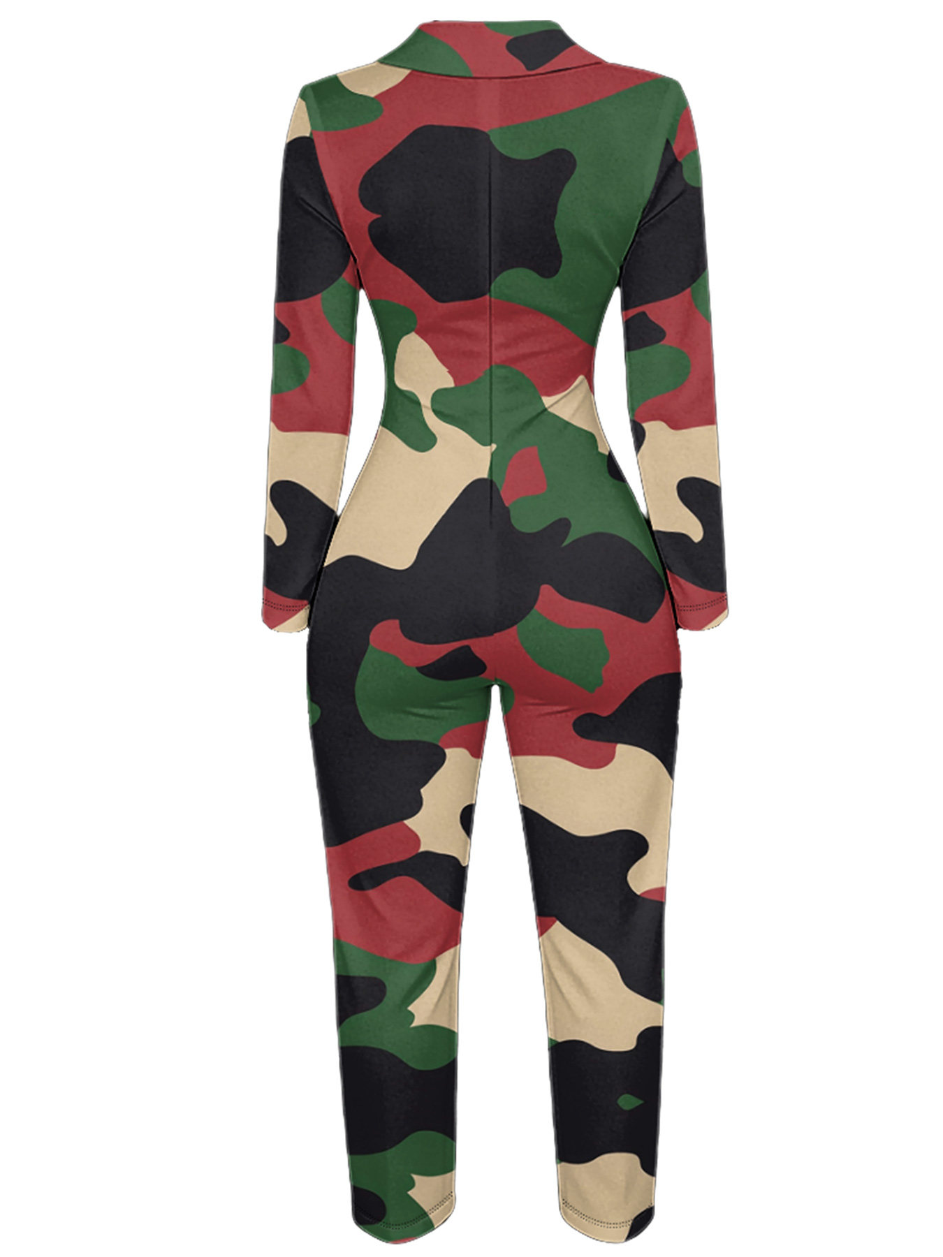 Classic Camouflage Long Sleeve Zip-Up Jumpsuit