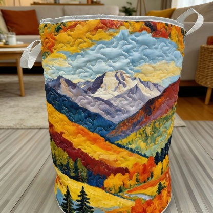 Autumn Mountain Landscape Quilted Laundry Basket [Real Shot]15