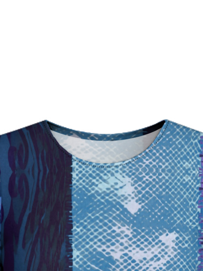 Blue Mixed Animal Print Bell Flare Sleeve Bodycon Midi Dress