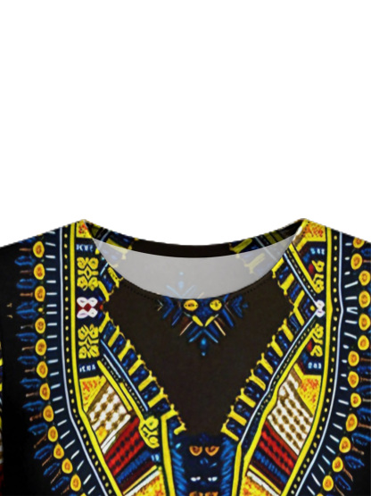 Black Dashiki Flare Sleeve Bodycon Midi Dress