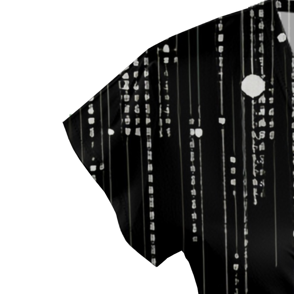 Black White Dot Stripe Cap Sleeve V-Neck Midi Dress BFI630