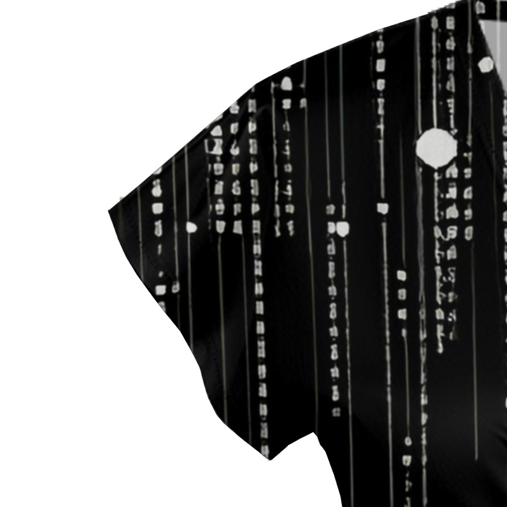 Black White Dot Stripe Cap Sleeve V-Neck Midi Dress BFI630