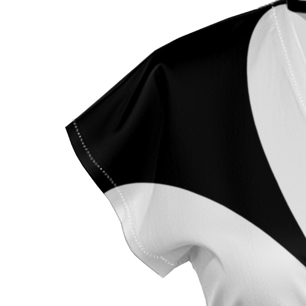 Black & White Floral Cap Sleeve V-Neck Midi Dress