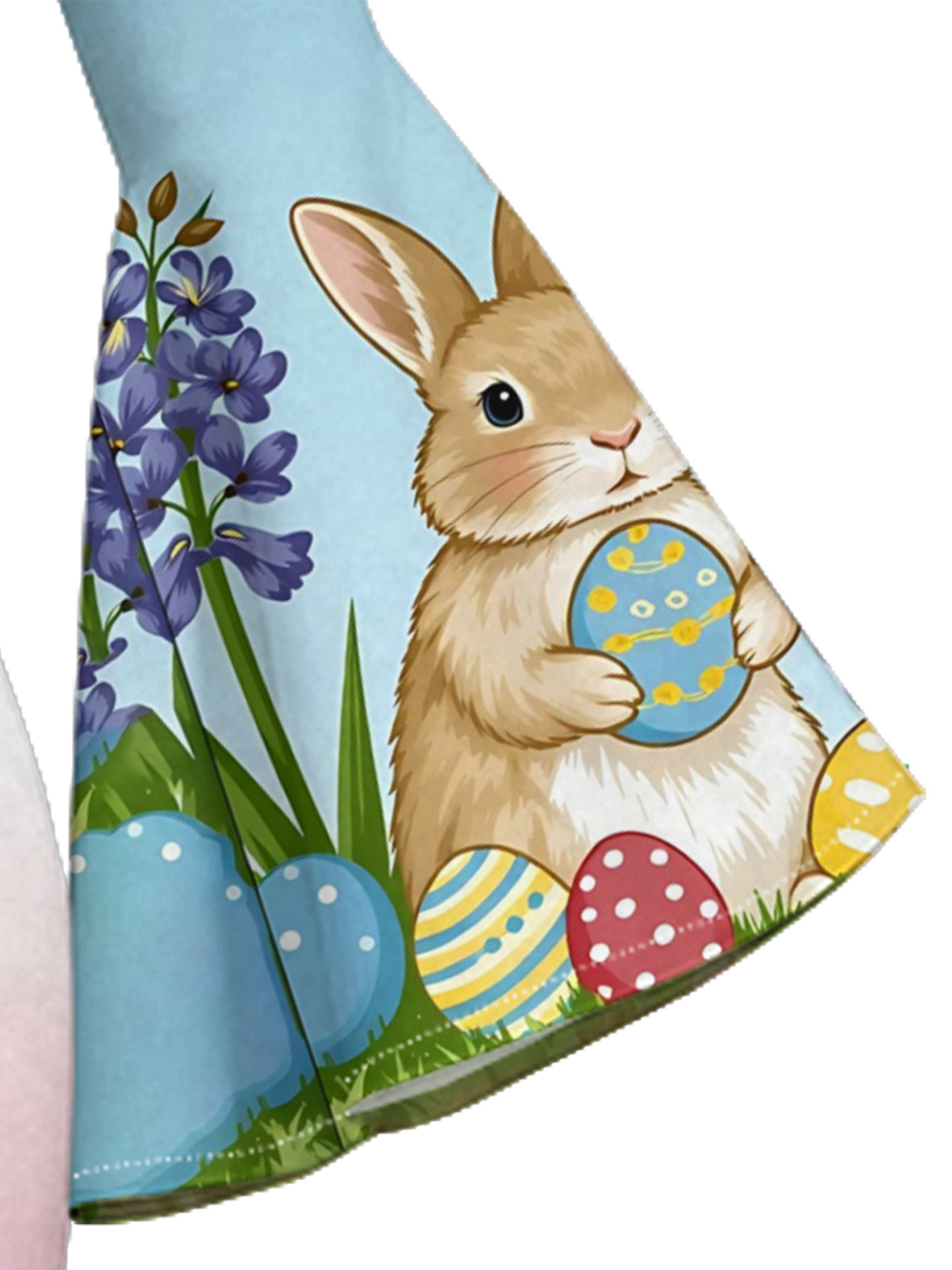 Pastel Easter Bunny Christian Cross Flare Sleeve Bodycon Midi Dress