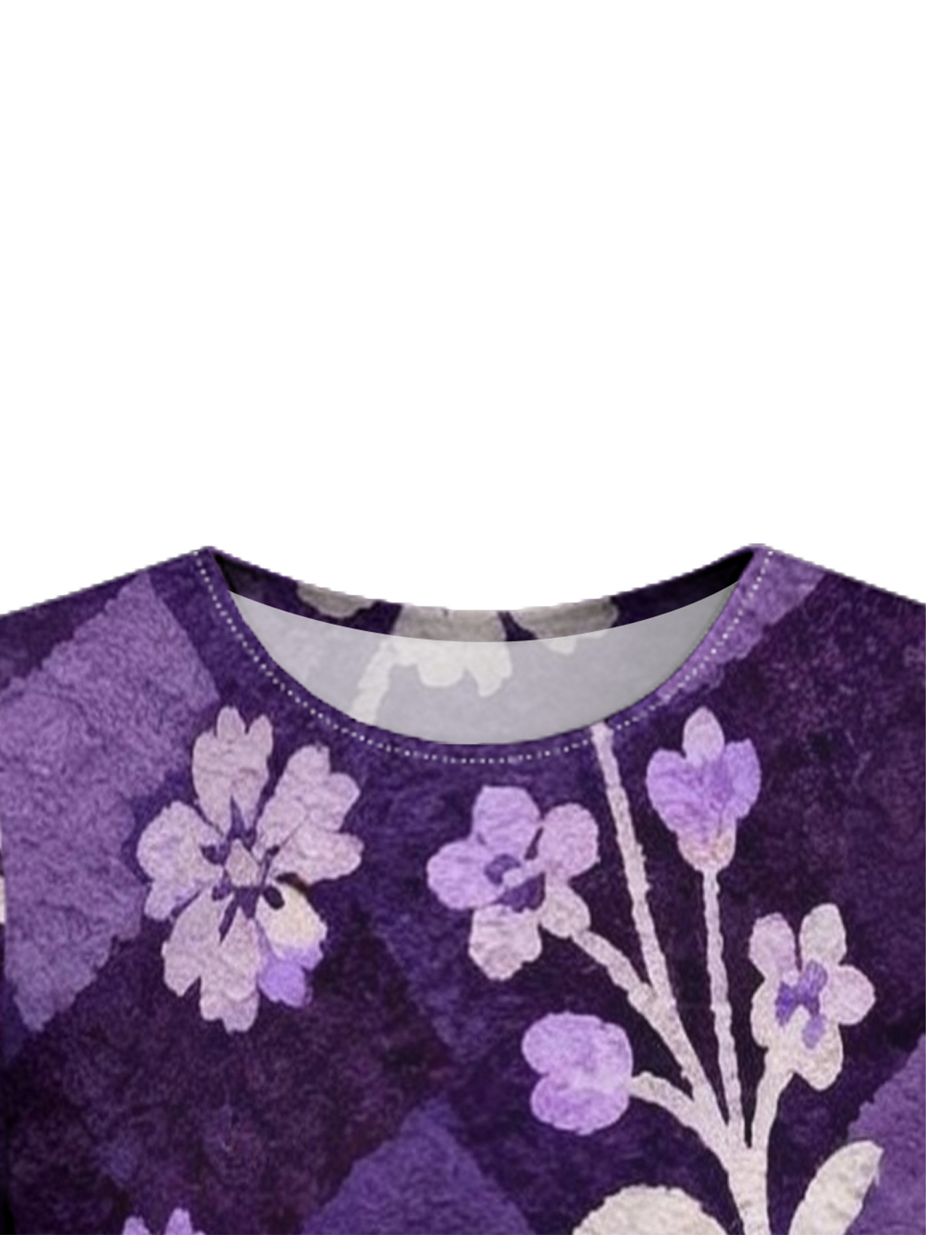 Purple Floral Stripe Flare Sleeve Bodycon Midi Dress LKJ852