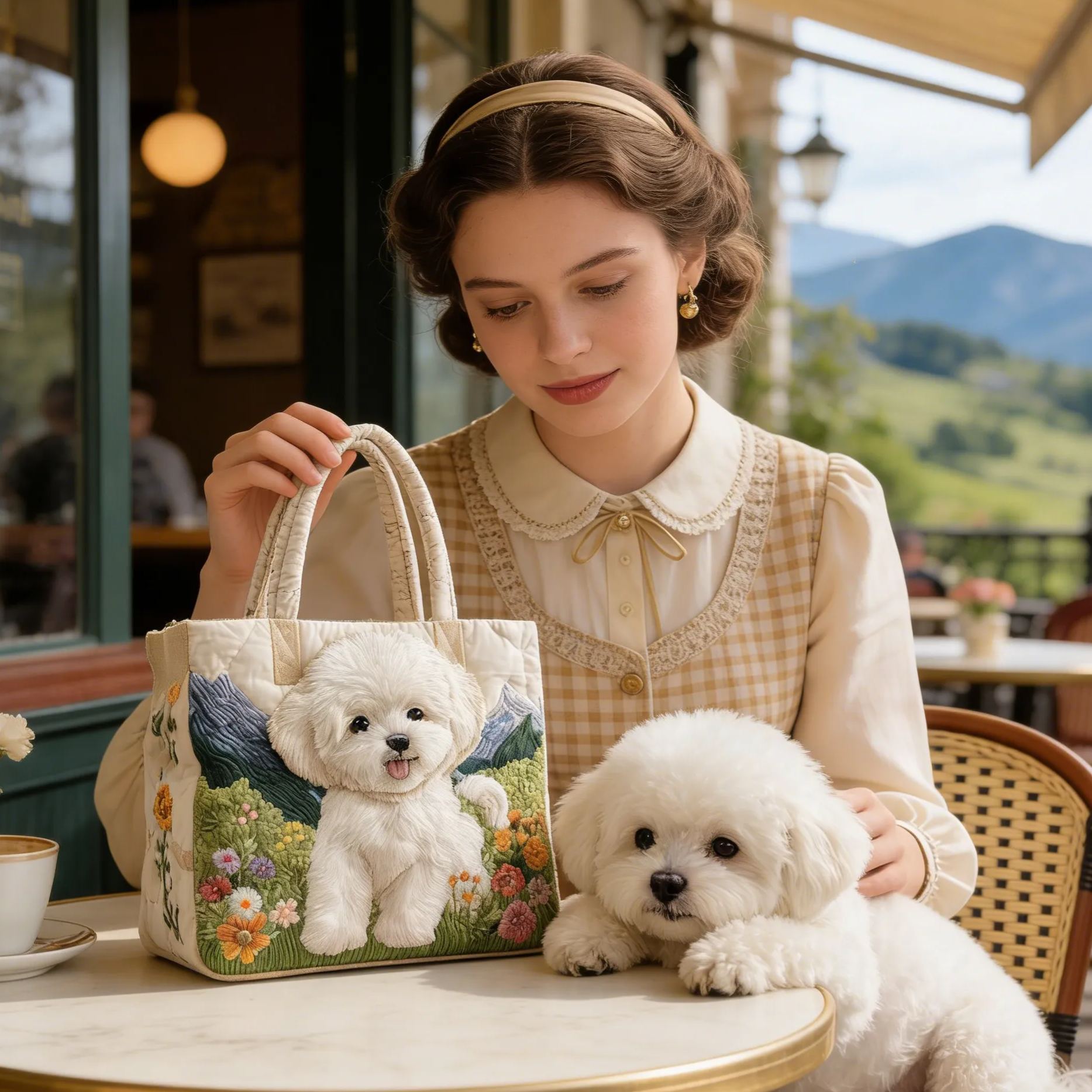 [ Next day shipment ]Adorable Bichon Quilted Tote Bag