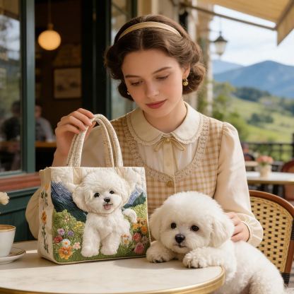 [ Next day shipment ]Adorable Bichon Quilted Tote Bag