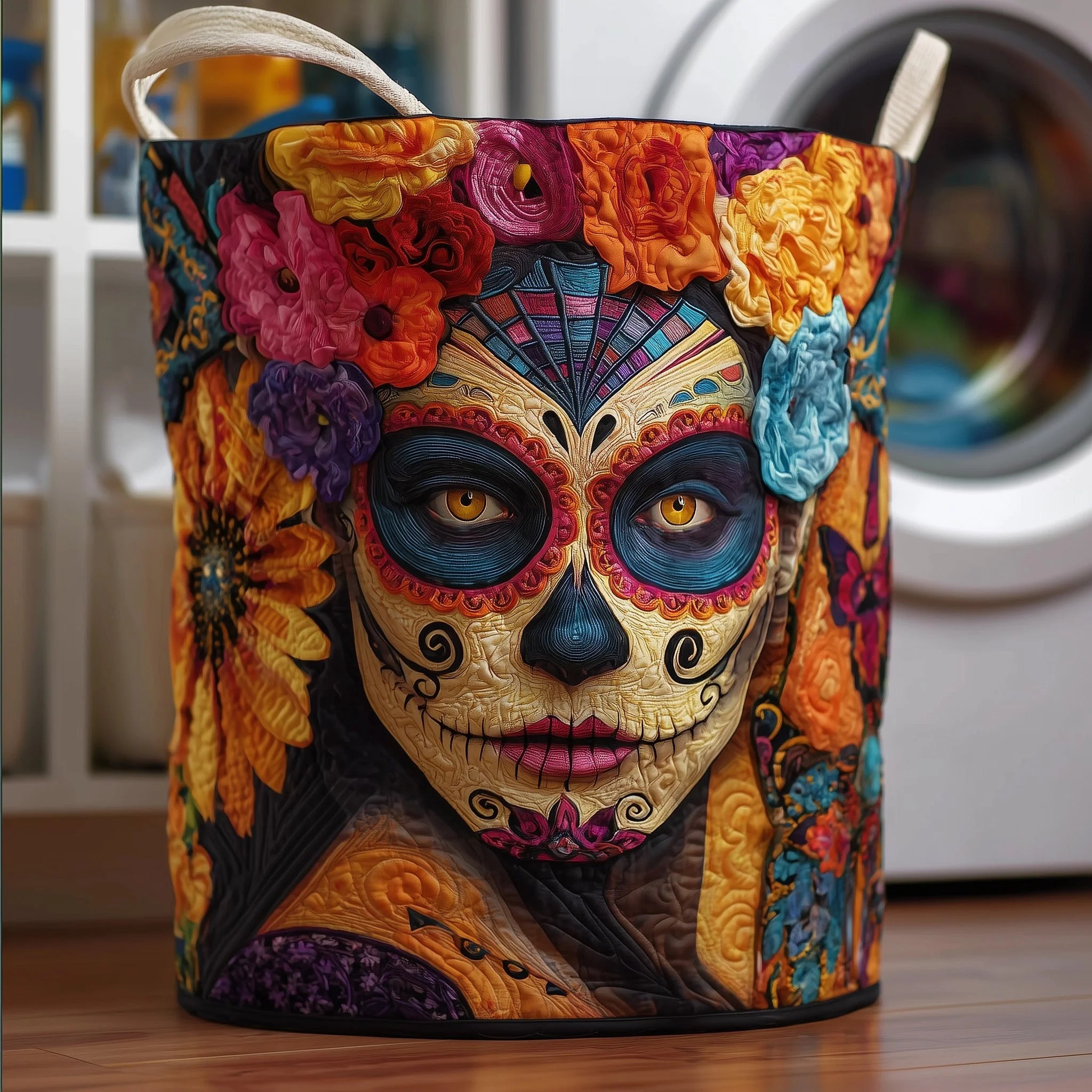 Dia de los Muertos Quilted Laundry Basket GFTOTG136