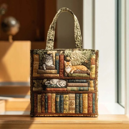 Cat Chronicle Quilted Tote Bag
