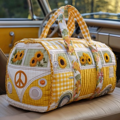 Sunflower Hippie Van Quilted Duffle Bag GFTOXM408