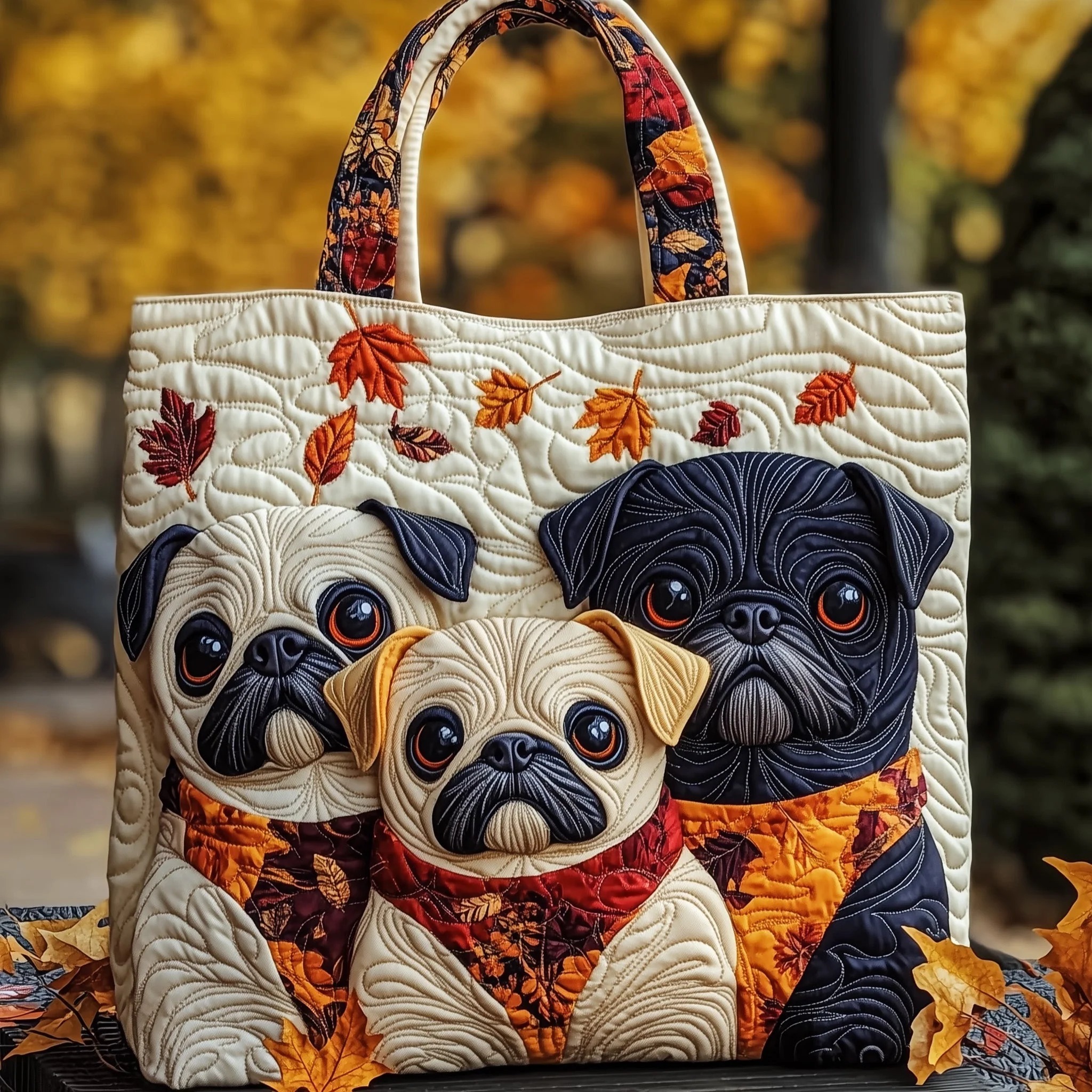 Pug Charm Quilted Tote Bag GFTOTP11942