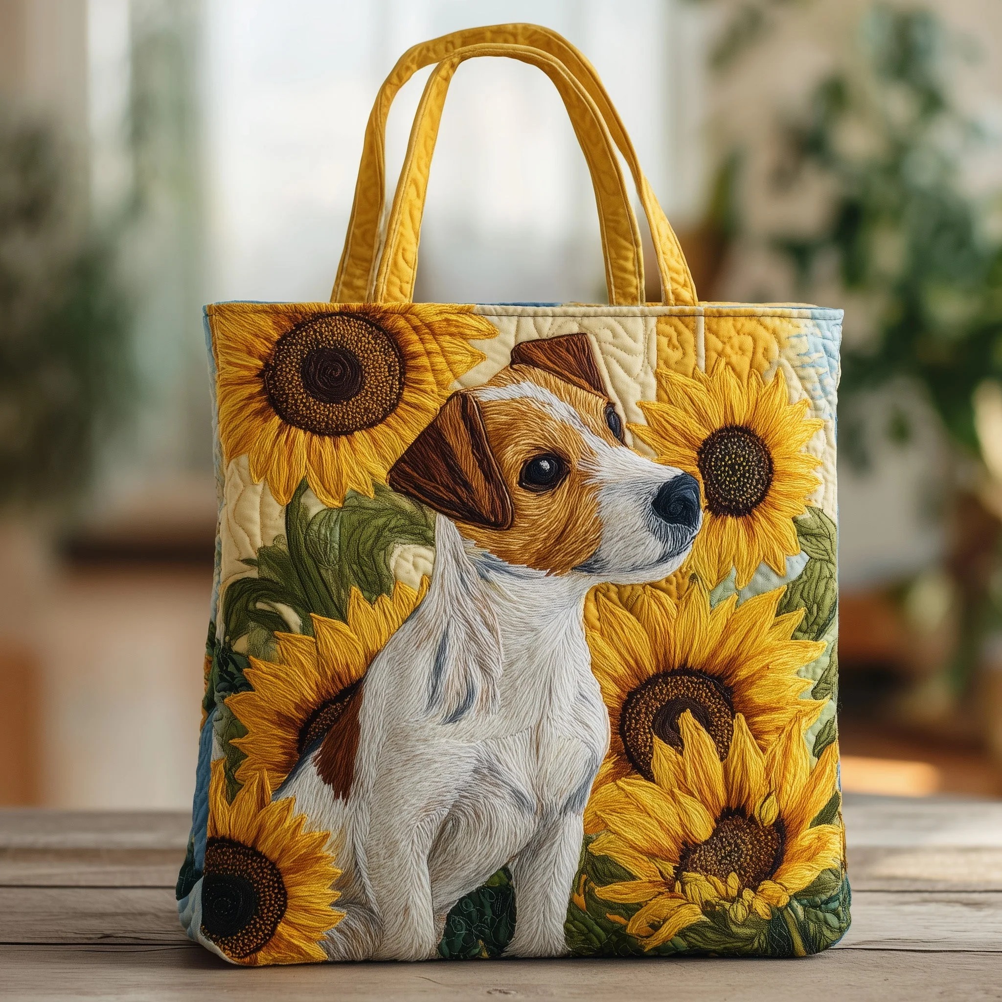 Sunflower Jack Russell Quilted Tote Bag GFTOXM127