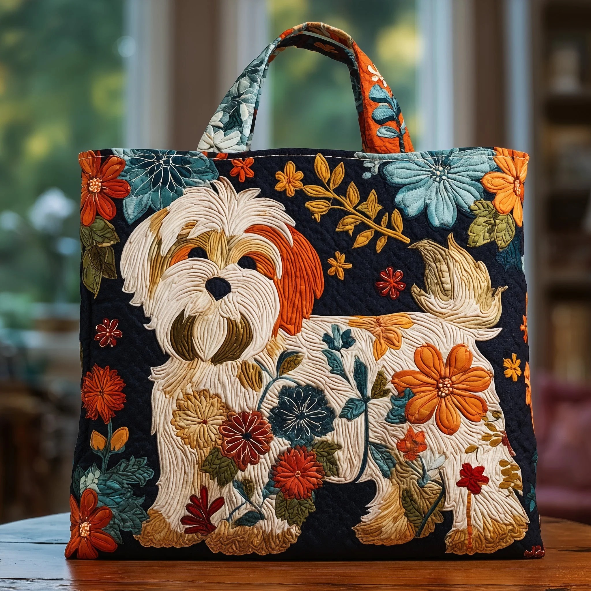 Havanese Blooms Quilted Tote Bag GFTOYC900
