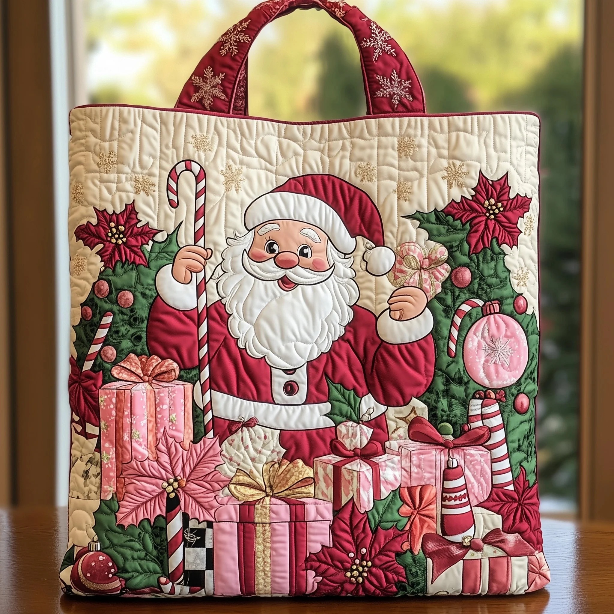 Joyful Santa Quilted Tote Bag GFTOHD10523