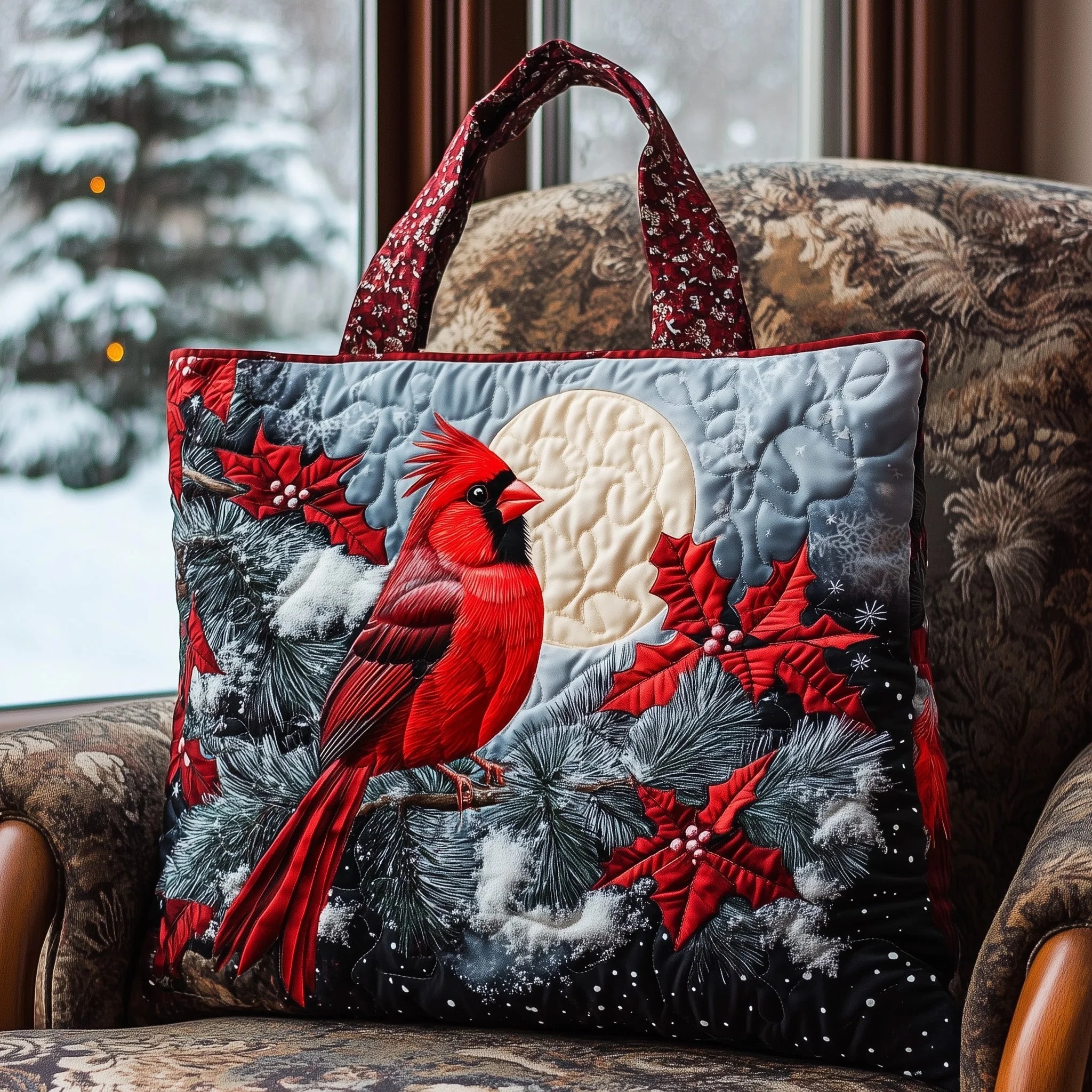 Cardinal Snow Quilted Tote Bag GFTOMA5774
