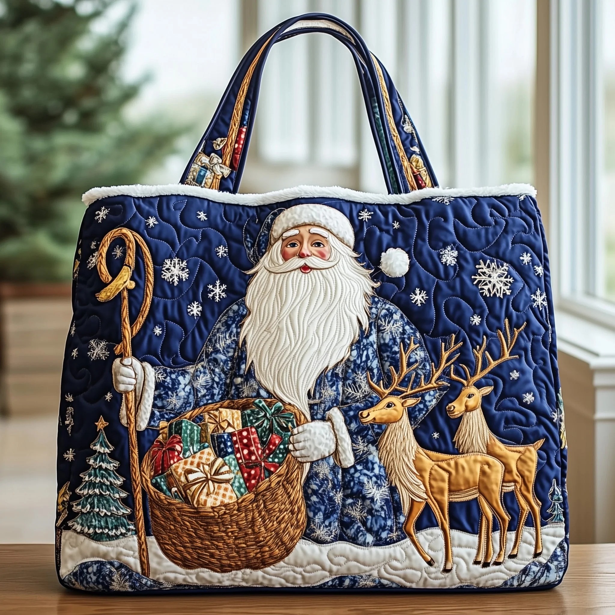 Festive Santa Quilted Tote Bag GFTOHD10667