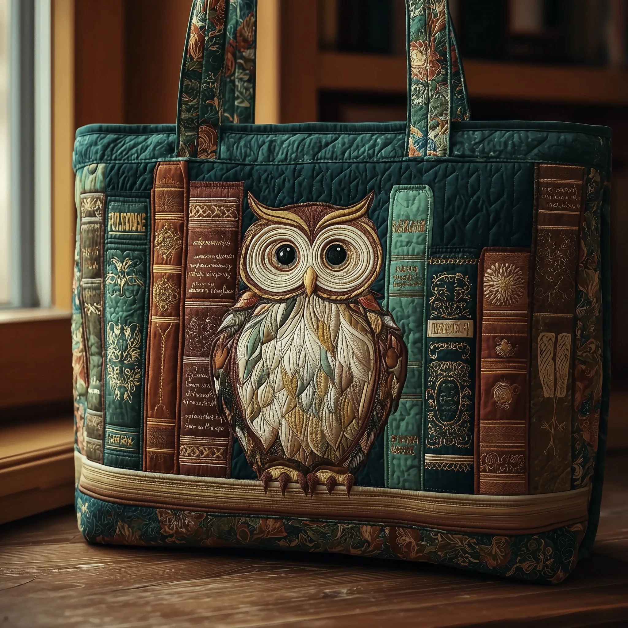 Owl Book Quilted Tote Bag GFTOMA3508 