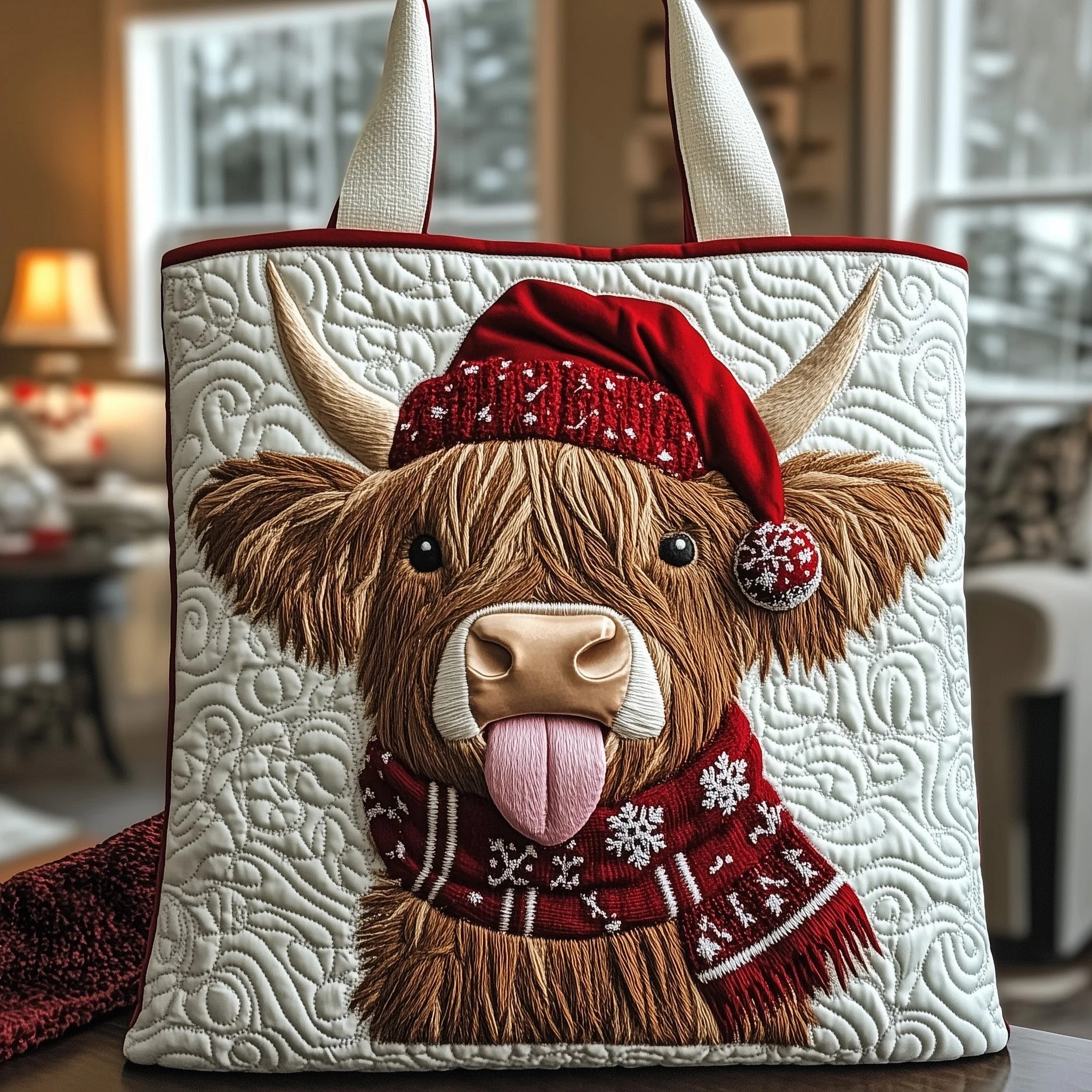 Yuletide Highland Cow Quilted Tote Bag GFTOTP12095 