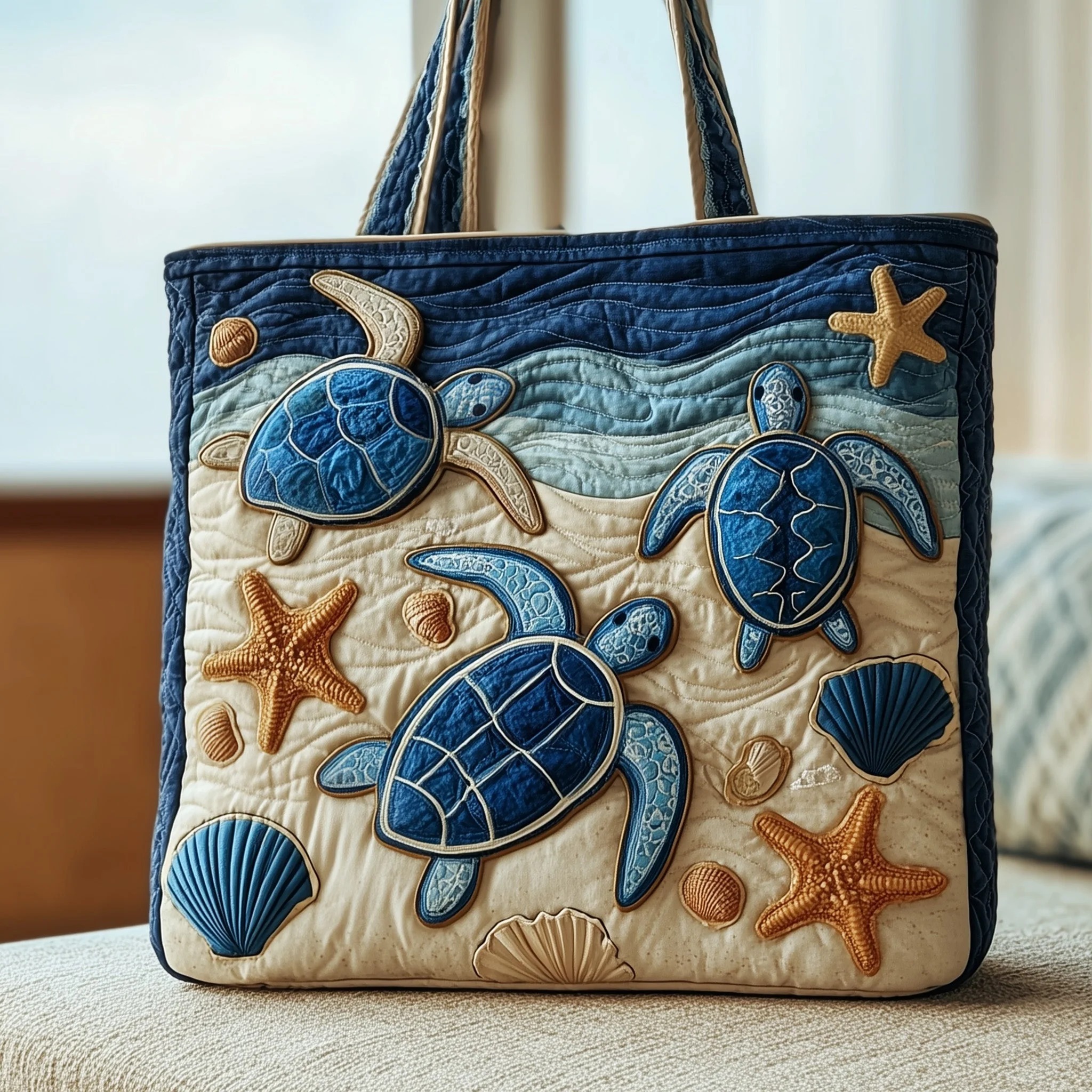Tide Turtle Quilted Tote Bag GFTOTP9738