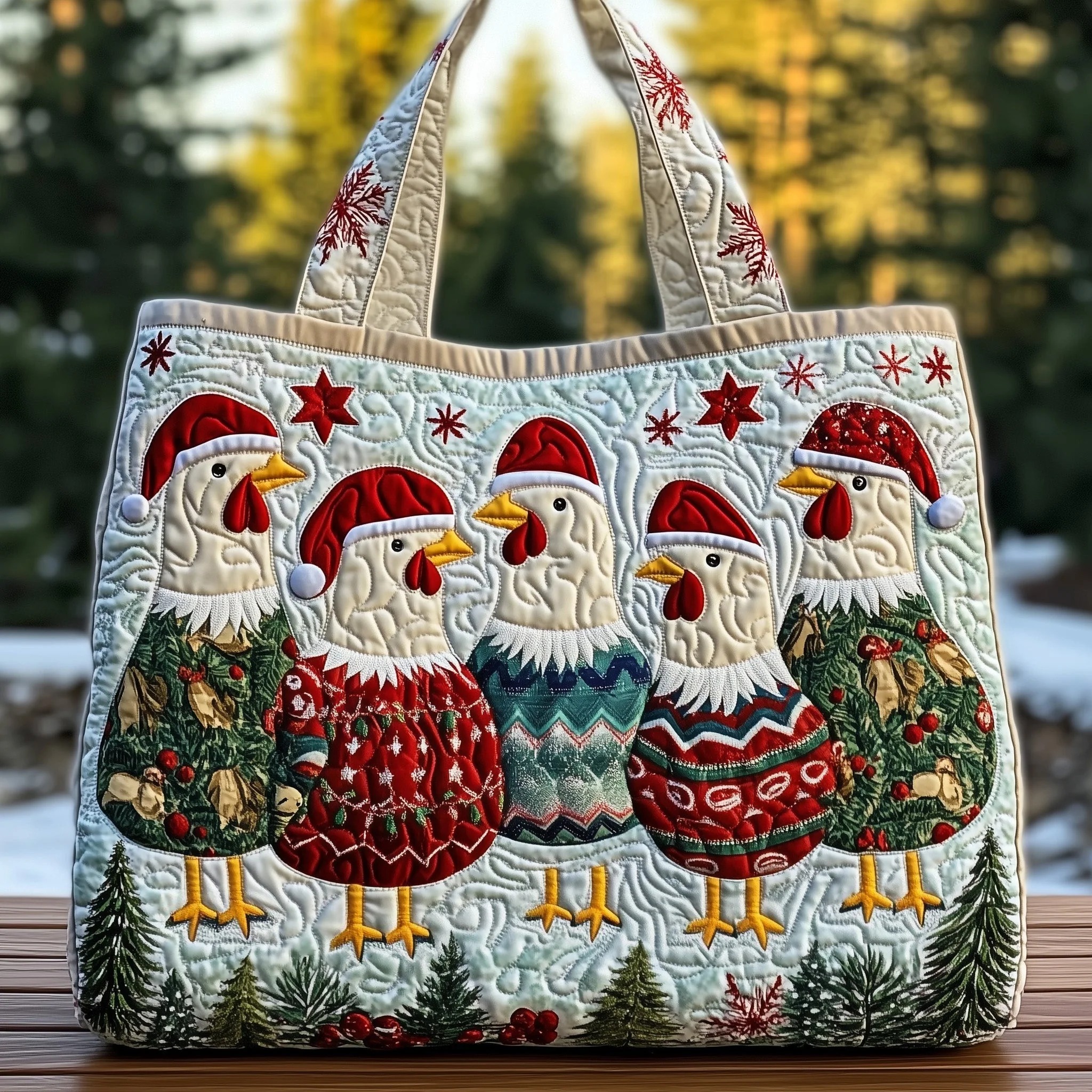 Christmas Chicken Crew Quilted Tote Bag GFTOHD10375